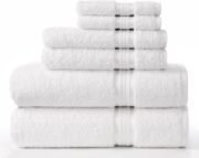 Ultra Soft 6 Piece Towel Set - 100% Cotton Towels - Blue - Image 8