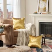 Gold Velvet Pillow Covers 20x20 Decorative Pillows Pack of 2 - Image 4