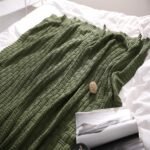 Knitted Cotton Throw Blanket 50x60, Forest Green