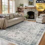 Area Rugs 5x7, Washable Rugs for Living Room,Bedroom,Blue Rug - Image 3