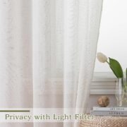 Linen Blend Sheer Curtains 84 inches Long 2 Panels Set for Bedroom - Image 2