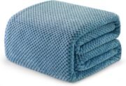 Large Waffle Fleece Throw Blanket for Couch, Slate Blue - Image 7
