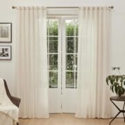 Natural Linen Semi-Sheer Curtains 84 Inches Long, 2 Panels - Image 2