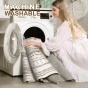 Boho Moroccan Washable Area Rug 5x7, Soft Neutral - Image 4