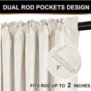 Linen Total Blackout Curtains for Bedroom 84 inch Long, Beige - Image 5