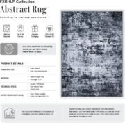 5x7 Area Rug Living Room: Modern Washable Indoor Carpet Black - Image 2