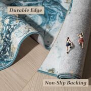 Washable Non Slip Non Shedding Area Rug - Blue/Gold, 5'x7' - Image 4