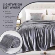 Grey Fleece Throw Blanket for Couch Bed,Soft Cozy Blankets - Image 4