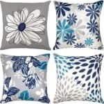 Blue Decorative Throw Pillow Covers 18x18 Set of 4