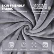 Grey Fleece Throw Blanket for Couch Bed,Soft Cozy Blankets - Image 5