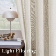 Natural Linen Sheer Curtains 84" 2 Panels Grommet - Image 5