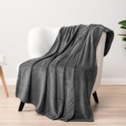 Soft Plush Fleece Throw Blanket for Couch Sofa Dark Gray 50x60 - Image 3