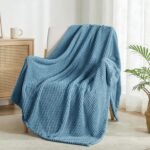 Large Waffle Fleece Throw Blanket for Couch, Slate Blue