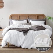 Duvet Cover, Washed Cotton Comforter Cover Bedding Set Queen Size - Image 3