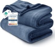 Soft Fleece Throw Bed Blanket for Couch Grey - Image 3