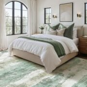 5x7 Green Abstract Area Rug, Washable Non-Slip for Bedroom - Image 4