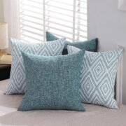 Throw Pillow Covers 18x18 Set of 4, Blue Patterned & Solid Covers - Image 7