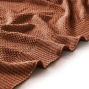 Knitted Cotton Throw Blanket 50x60, Brown - Image 7