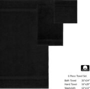 Ultra Soft 6 Piece Towel Set - 100% Cotton Towels - Black - Image 7