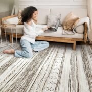 Boho Moroccan Washable Area Rug 5x7, Soft Neutral - Image 8