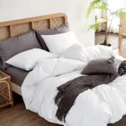 Duvet Cover, Washed Cotton Comforter Cover Bedding Set Queen Size - Image 7