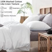 Duvet Cover, Washed Cotton Comforter Cover Bedding Set Queen Size - Image 5