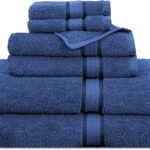Ultra Soft 6 Piece Towel Set - 100% Cotton Towels - Blue