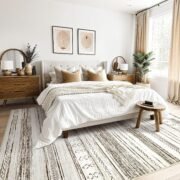 Boho Moroccan Washable Area Rug 5x7, Soft Neutral - Image 3