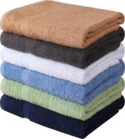 Cotton Bath Towel 6 Pack, Quick Dry Lightweight