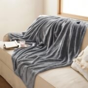 Soft Fleece Throw Bed Blanket for Couch Grey - Image 2