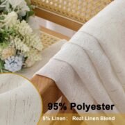 Linen Blend Sheer Curtains 84 inches Long 2 Panels Set for Bedroom - Image 3
