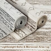 Boho Moroccan Washable Area Rug 5x7, Soft Neutral - Image 6