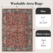 Washable Rug 5x7 - Ultra-Thin Antique Collection Area Rug - Image 2