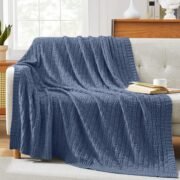 Knitted Cotton Throw Blanket 50x60, Dusty Blue - Image 2