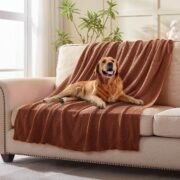 Knitted Cotton Throw Blanket 50x60, Brown - Image 3