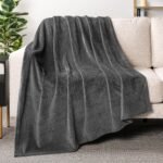 Soft Plush Fleece Throw Blanket for Couch Sofa Dark Gray 50x60