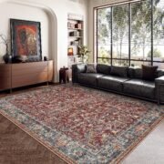 Washable Rug 5x7 - Ultra-Thin Antique Collection Area Rug