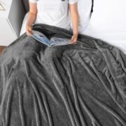 Soft Plush Fleece Throw Blanket for Couch Sofa Dark Gray 50x60 - Image 5